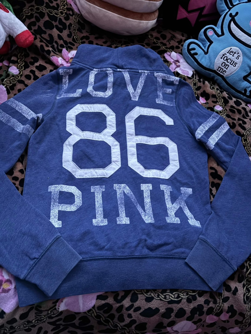 PINK Victoria's Secret Blue 'LOVE 86 PINK' Hooded Sweatshirt